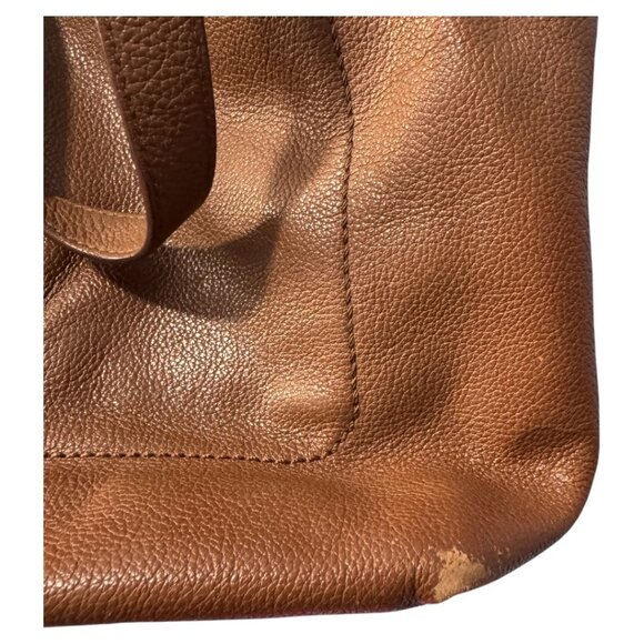 Fossil Keely Tote Leather Large Handbag Cognac Brown Black Shoulder Bag Zipper - Picture 5 of 10